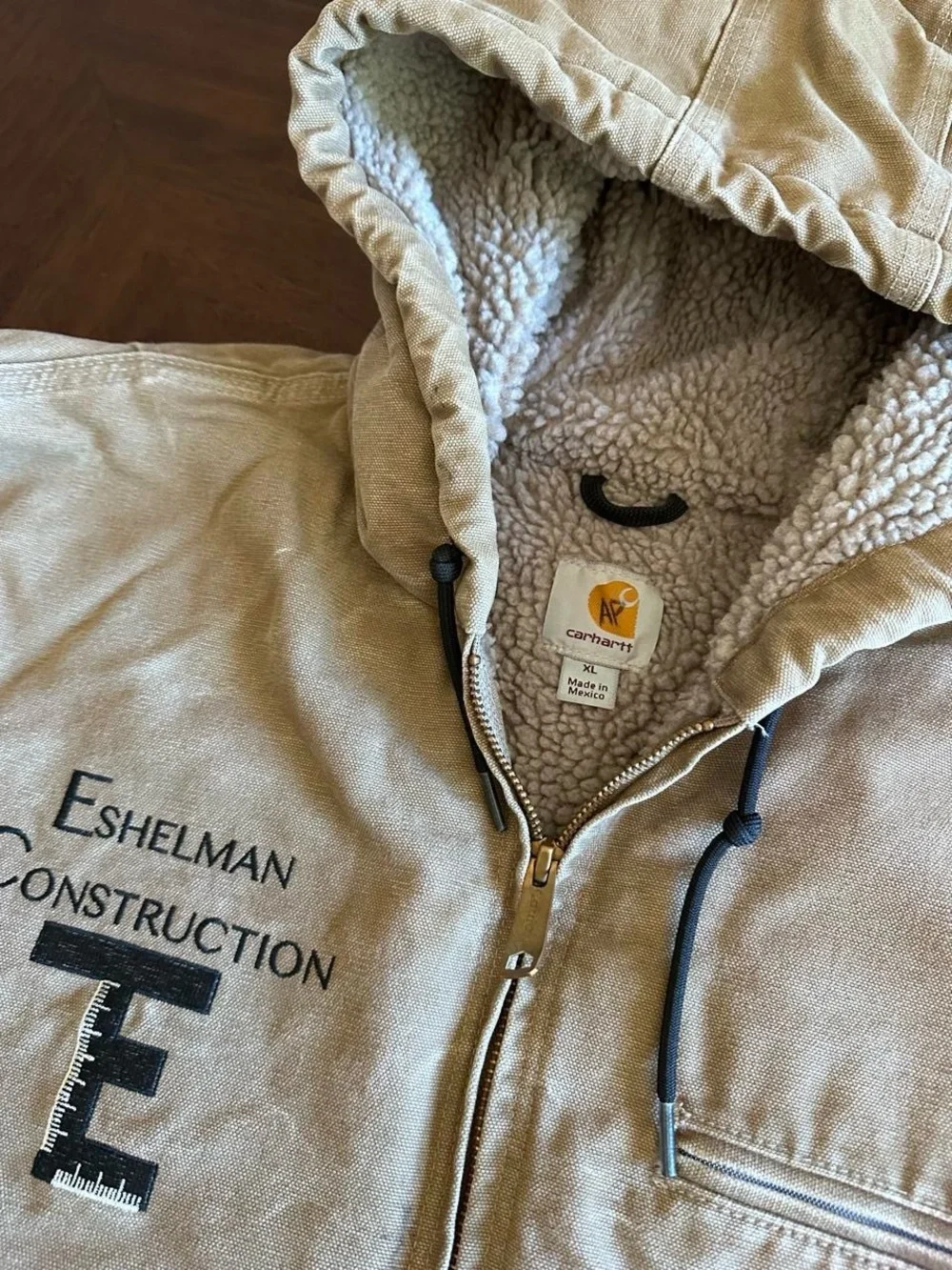 Carhartt Detroit Style Hooded Jacket Men’s XL Faded Canvas Embroidered